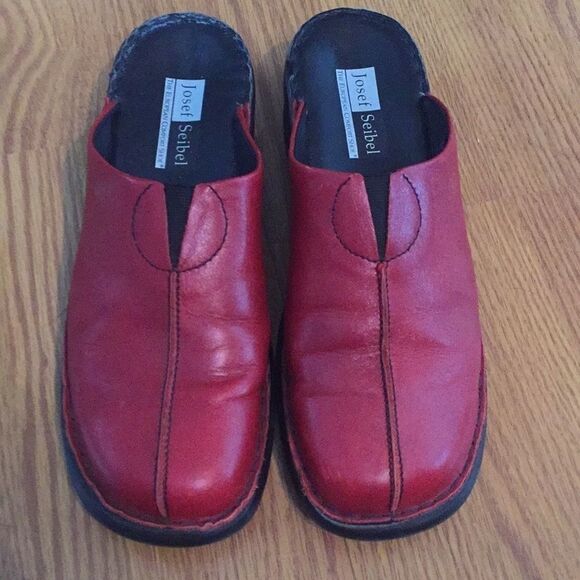 Josef seibel red leather clogs sz 41 - Picture 2 of 6